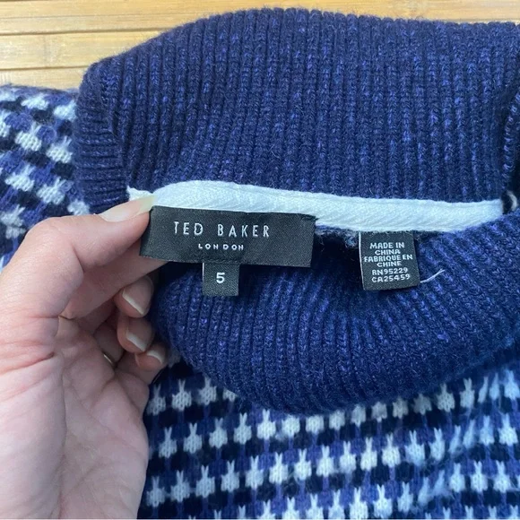 Ted BakerNavy Blue Patterned Sweater - Picture 5 of 9